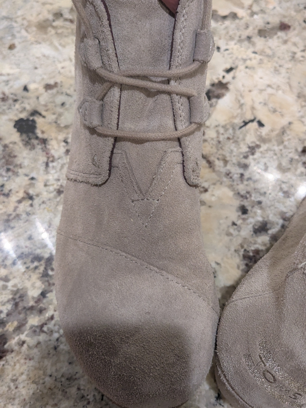 Toms Suede Wedge Ankle Boots in Light Taupe - Picture 7 of 8